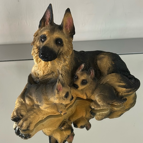 GERMAN SHEPHERD DOG Figurine Laying Pose Porcelain Japan 3"H X 4"L